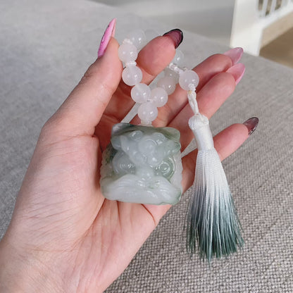 天山翡翠 格朗卡其晶翡翠 獅子雕塑 天山翠
