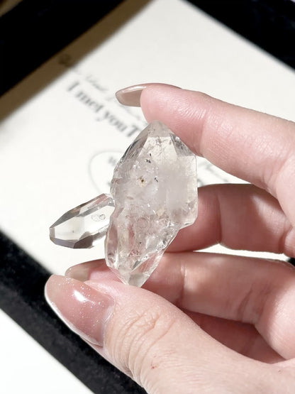 Herkimer Diamond Twin Cluster Water Clear Inclusion Double Terminated Quartz