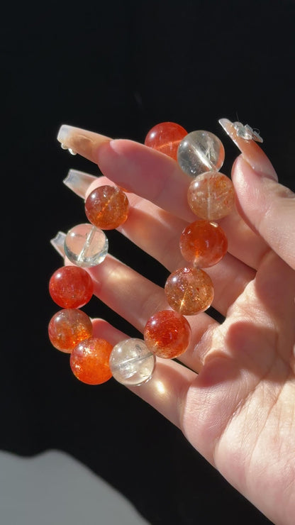 High Quality Tanzania Arusha Sunstone with Beryl Inclustion Beaded Bracelet
